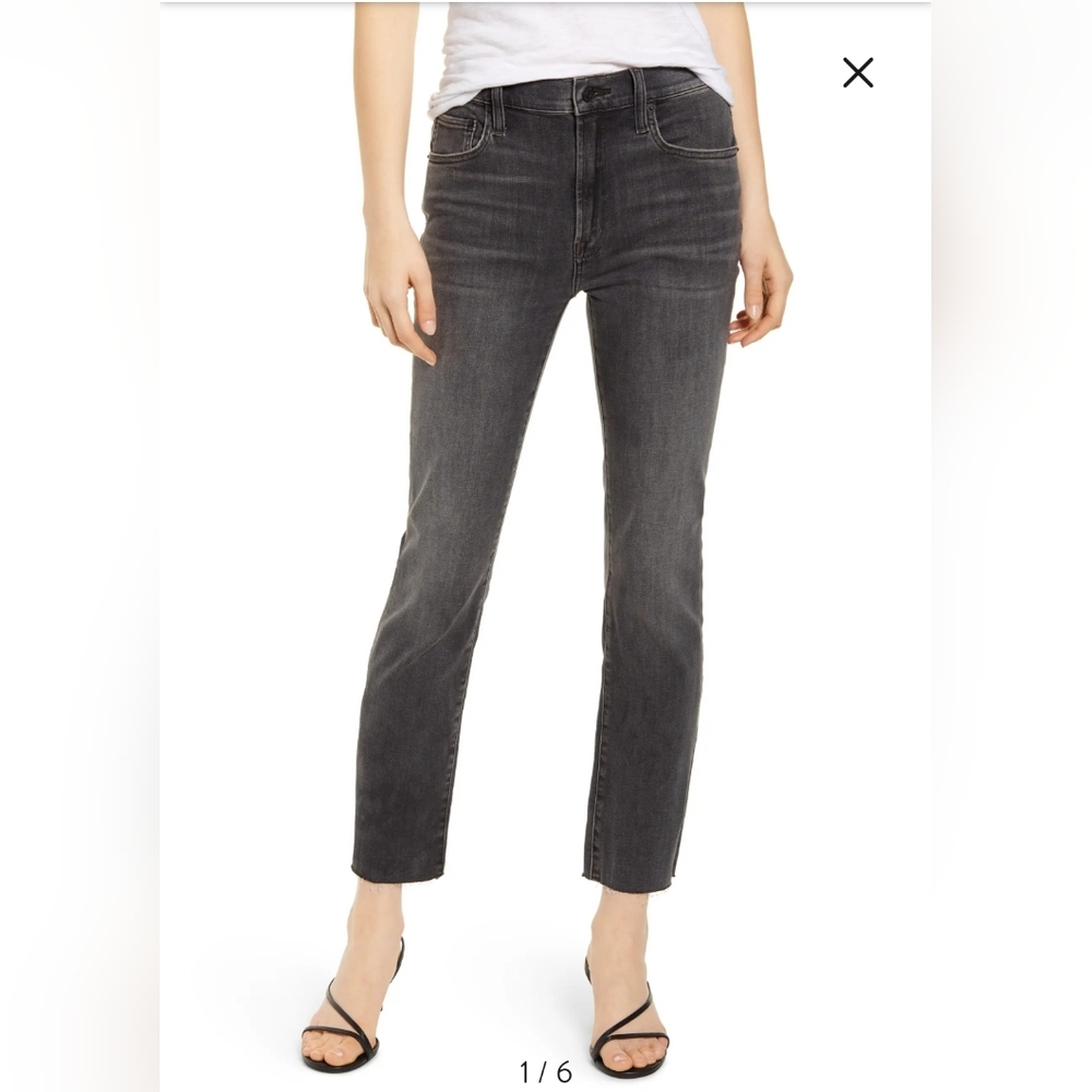 Edwin Bree Slim Straight Crop Raw Hem Jeans Washed Black Size 33 NEW!
